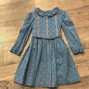 Vintage 70s little girl blue dress